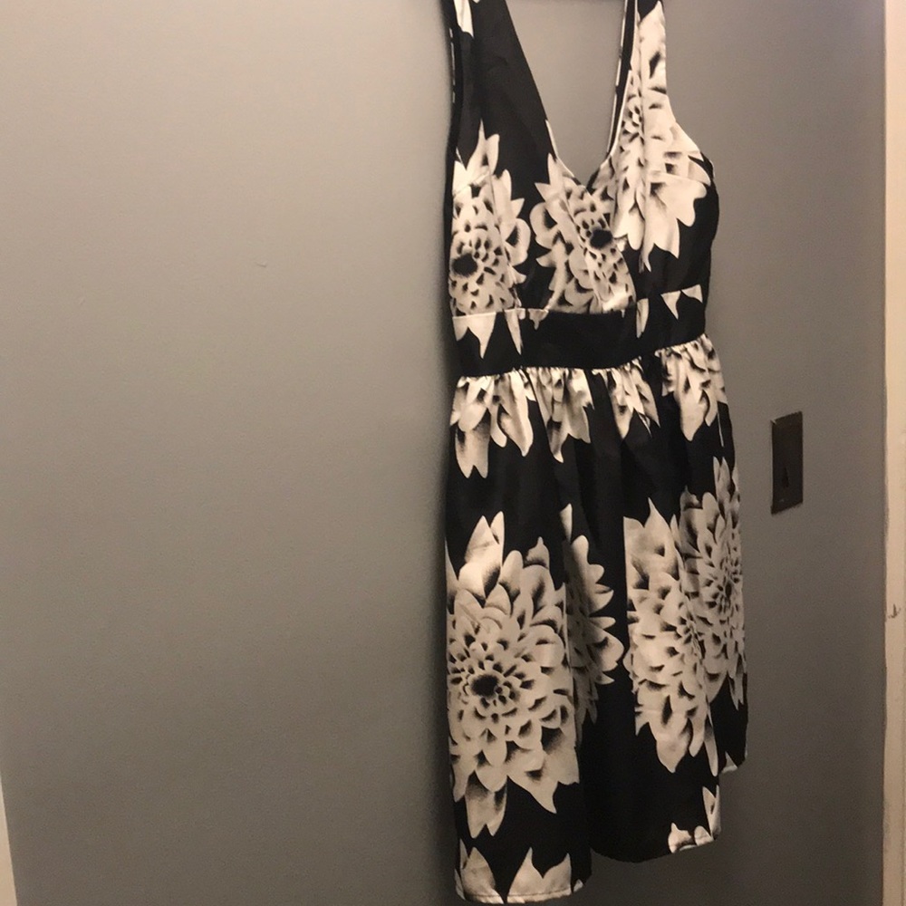 White and black floral dress